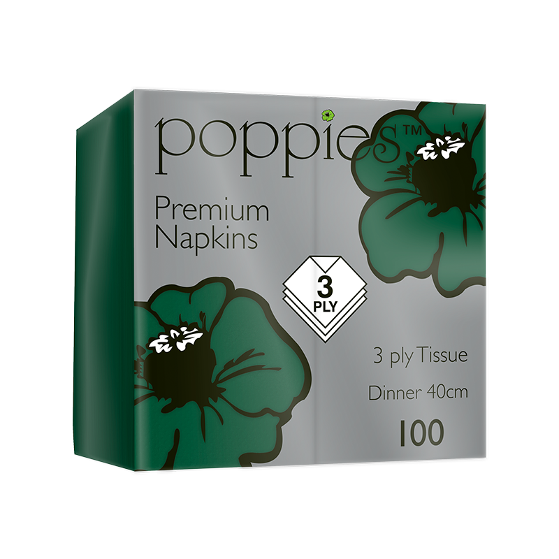 3 Ply 40cm 8-Fold Green Napkin