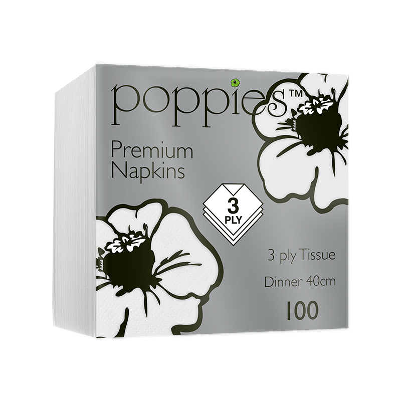 3 Ply 40cm White Napkin